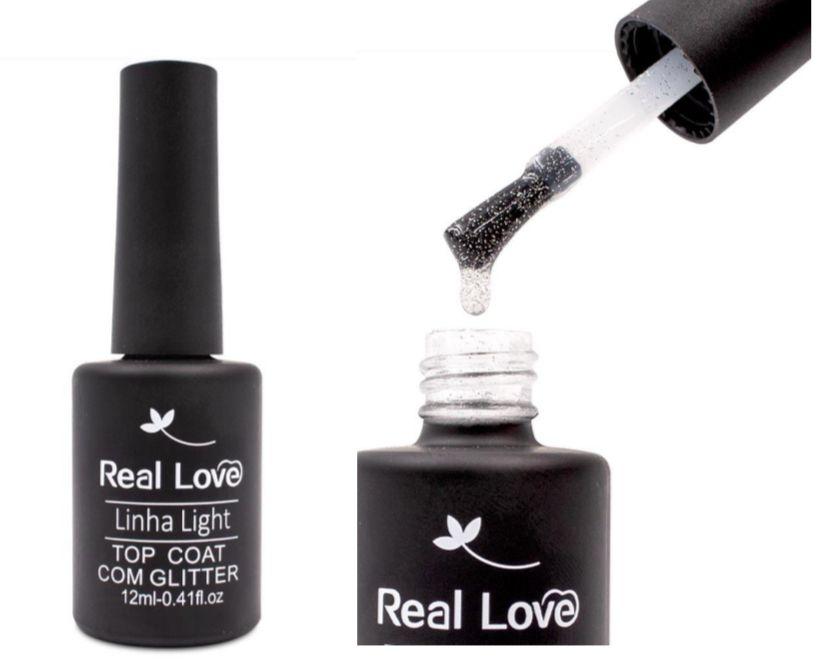 TOP COAT COM GLITTER LINHA LIGHT REAL LOVE 12ML