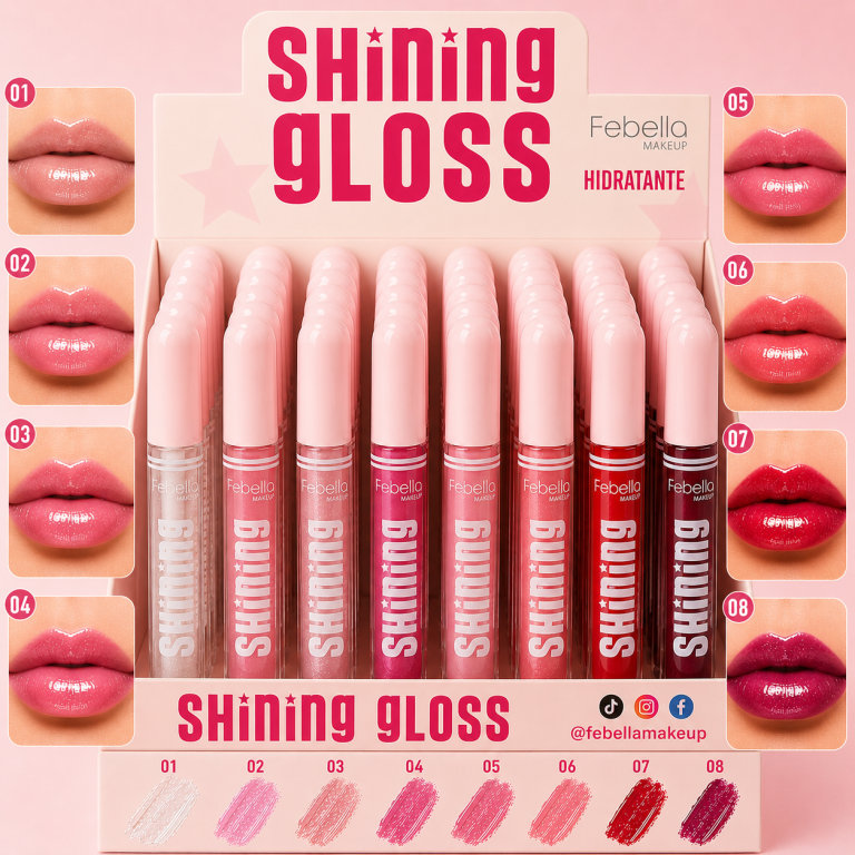 LIP GLOSS SHINNING HIDRATANTE FEBELLA BOX COM 48 UN