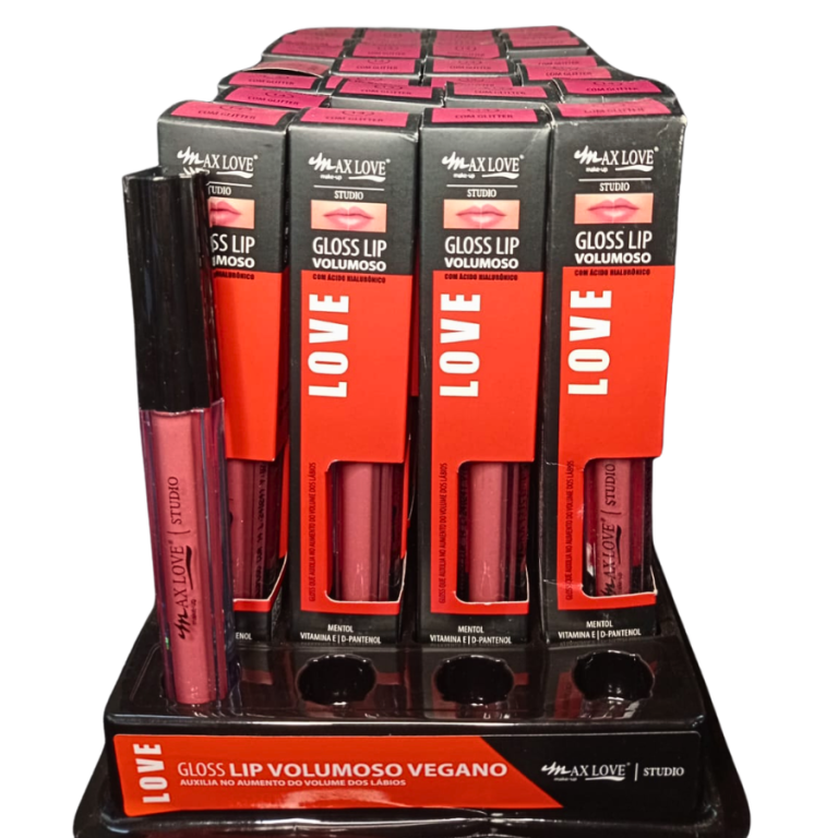 LIP GLOSS VOLUMOSO COR 14 MAX LOVE BOX COM 32 UN