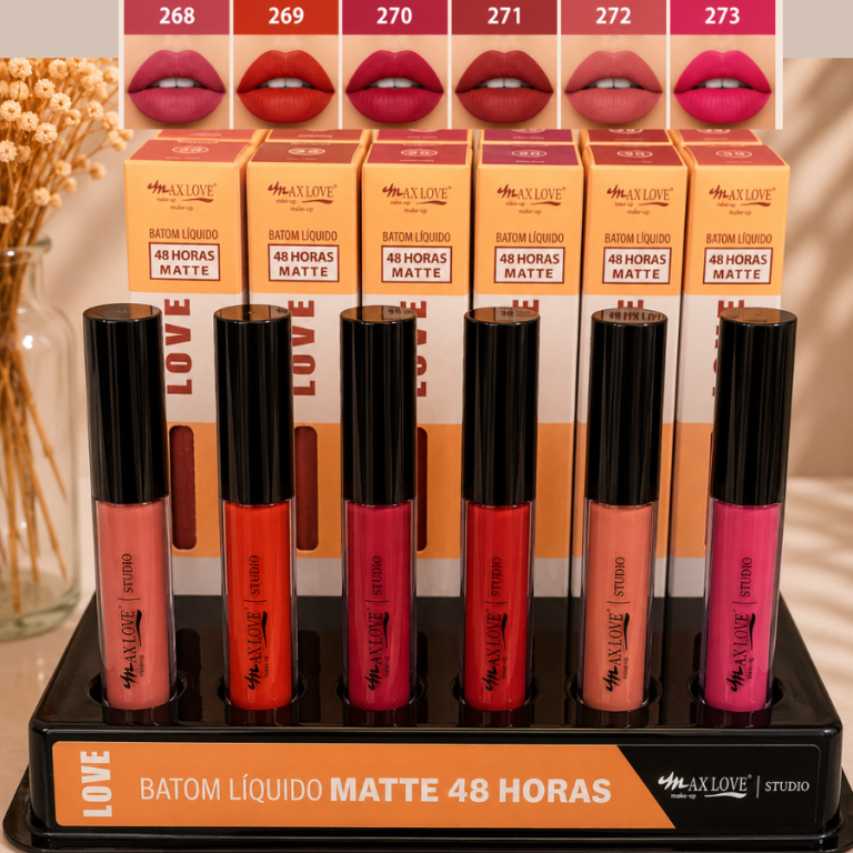 BATOM LÍQUIDO MATTE 48 HORAS 268 AO 273 MAX LOVE BOX COM 48 UN
