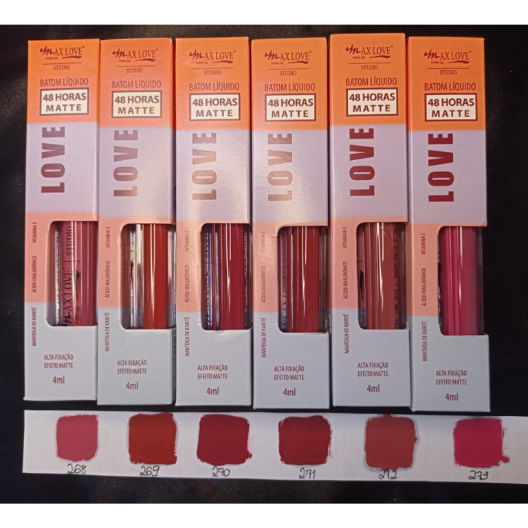 BATOM LÍQUIDO MATTE 48 HORAS 268 AO 273 MAX LOVE BOX COM 48 UN