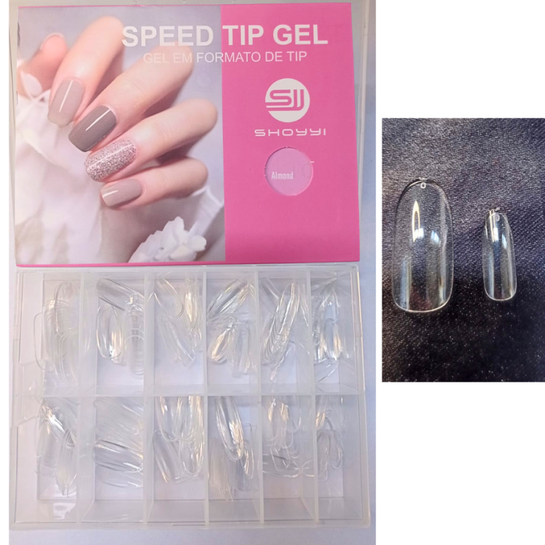 CARTELA DE UNHA FLEXÍVEL POSTIÇA SPEED TIP GEL ALMOND SHOYYI COM 240 UN