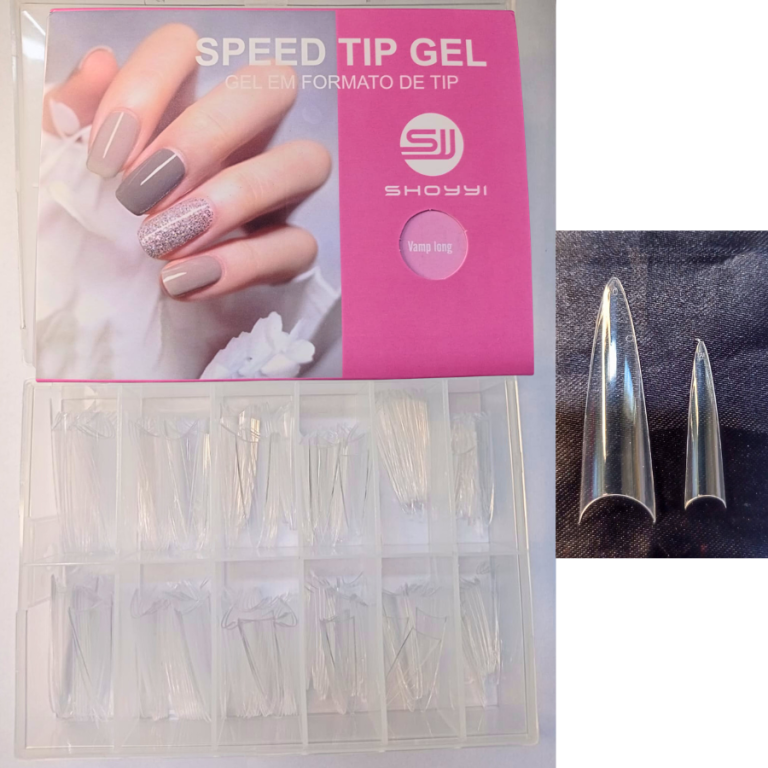 CARTELA DE UNHA FLEXÍVEL POSTIÇA SPEED TIP GEL VAMP LONG SHOYYI COM 240 UN