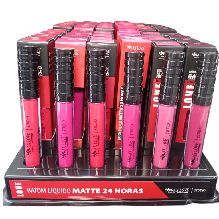 BATOM LÍQUIDO MATTE 24 HORAS 33 AO 38 MAX LOVE BOX COM 48 UN