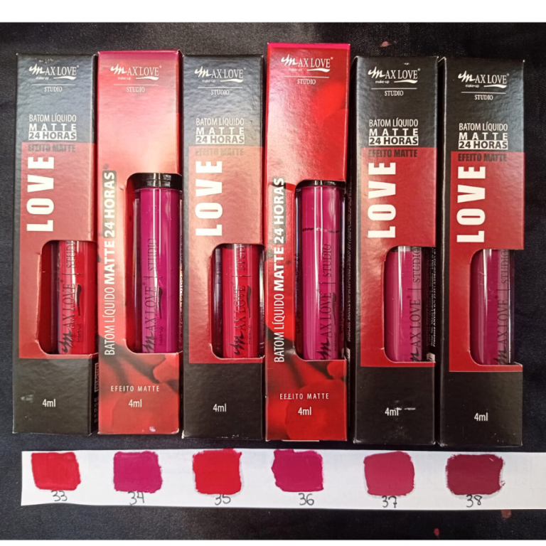 BATOM LÍQUIDO MATTE 24 HORAS 33 AO 38 MAX LOVE BOX COM 48 UN