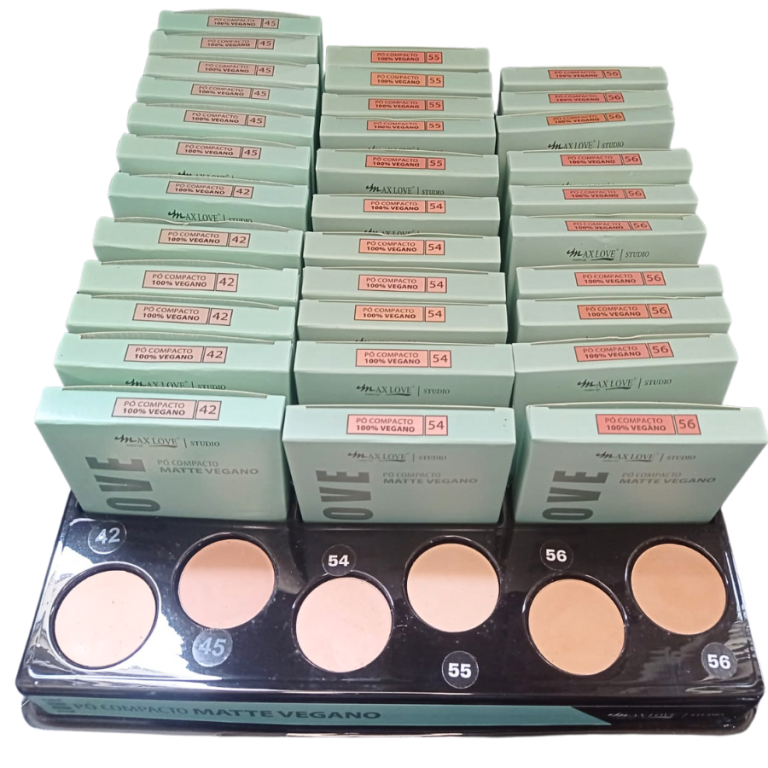PÓ COMPACTO VEGANO (42/45/54/55/56) MAX LOVE BOX COM 36 UN