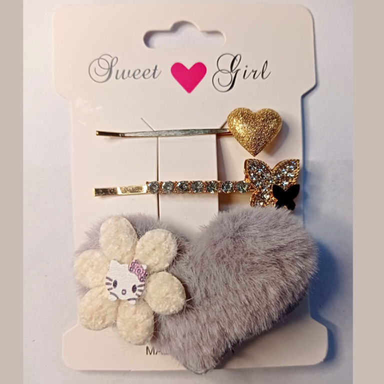 KIT COM 3 PEÇAS PRESILHA CORAÇÃO TAMANHO:6CM