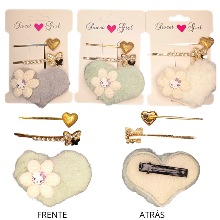 KIT COM 3 PEÇAS PRESILHA CORAÇÃO TAMANHO:6CM