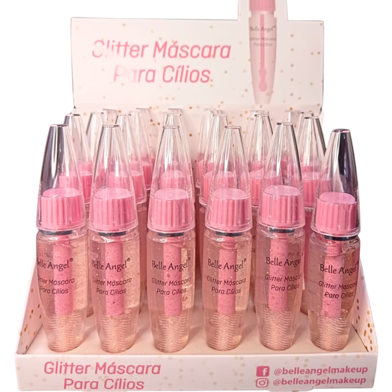 MÁSCARA DE CÍLIOS INCOLOR COM GLITTER 15ML BELLE ANGEL BOX COM 24 UN