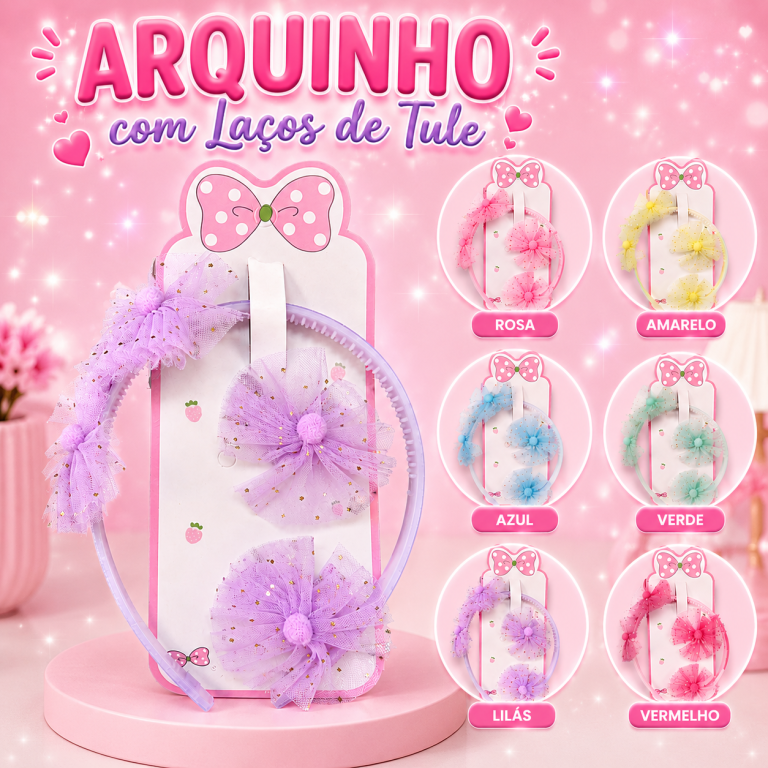 ARQUINHO COM 2 PRESILHAS FLOR INFANTIL