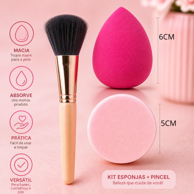 KIT 3 PEÇAS COM 2 ESPONJAS E 1 PINCEL