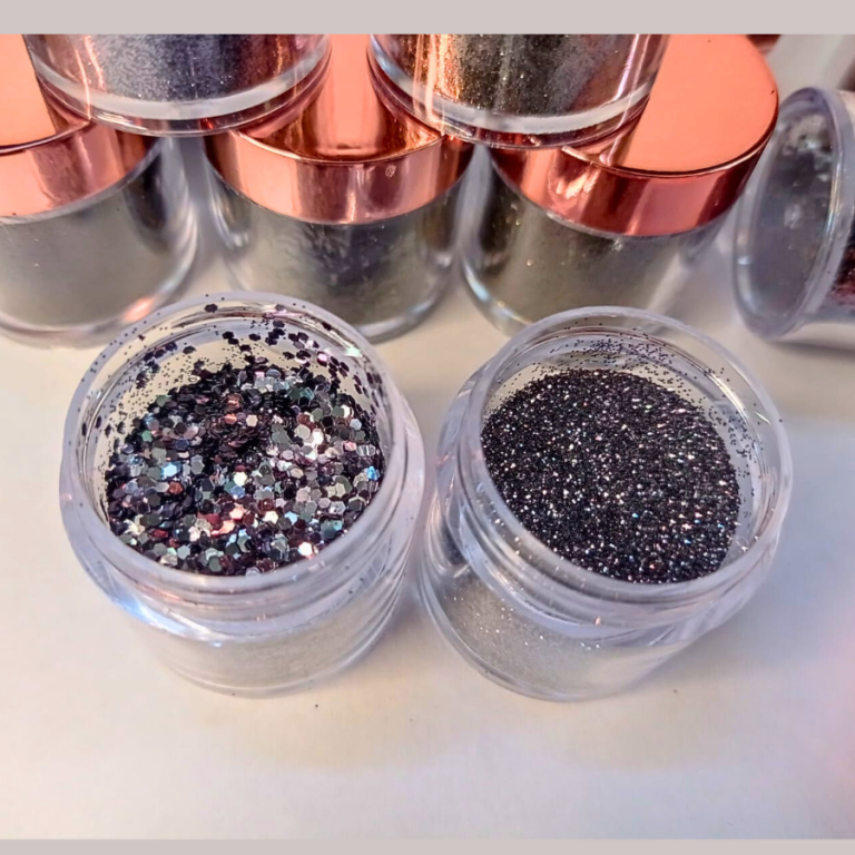 KIT GLITTER E LANTEJOULAS PRETO ZEM COM 12 POTINHOS