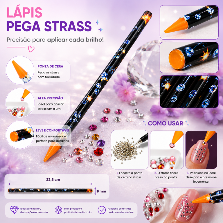 LÁPIS DE CERA PEGA STRASS 22,5cm