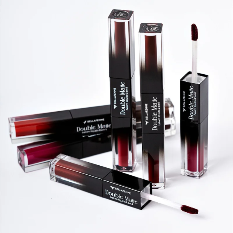 BATOM DUPLO LÍQUIDO DOUBLE MATTE BELLA FEMME 7ML BOX COM 24 UN