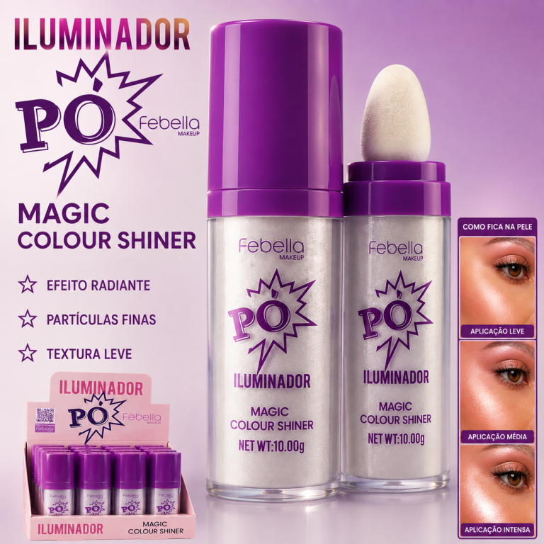 ILUMINADOR EM PÓ COM APLICADOR MAGIC FEBELLA BOX COM 12 UN