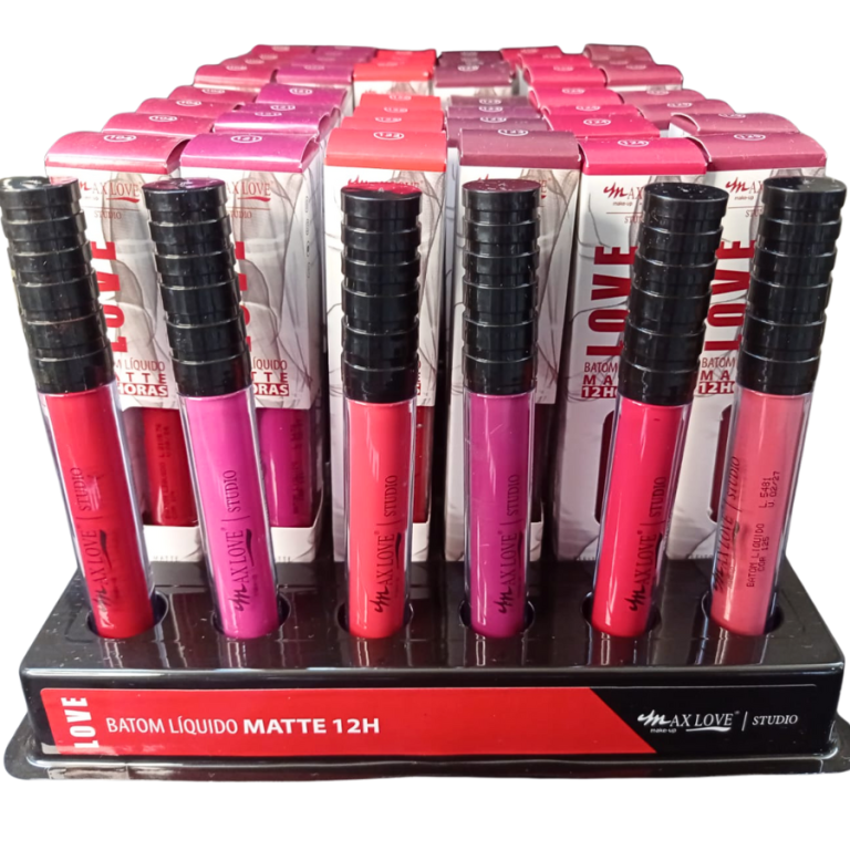 BATOM LÍQUIDO MATTE 12 HORAS 104/125 MAX LOVE BOX COM 48 UN