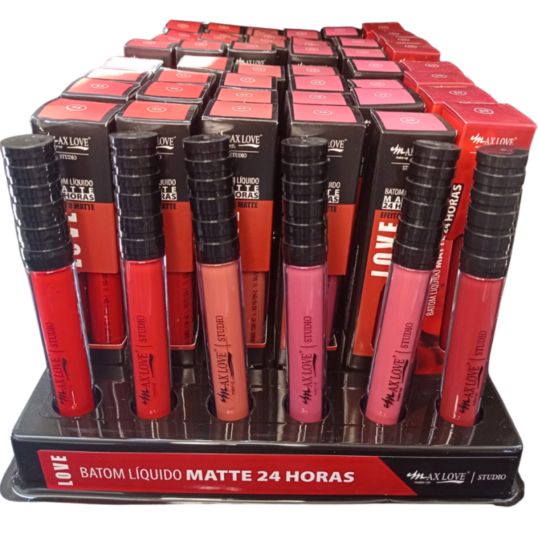 BATOM LÍQUIDO MATTE 24 HORAS 45 AO 50 MAX LOVE BOX COM 48 UN