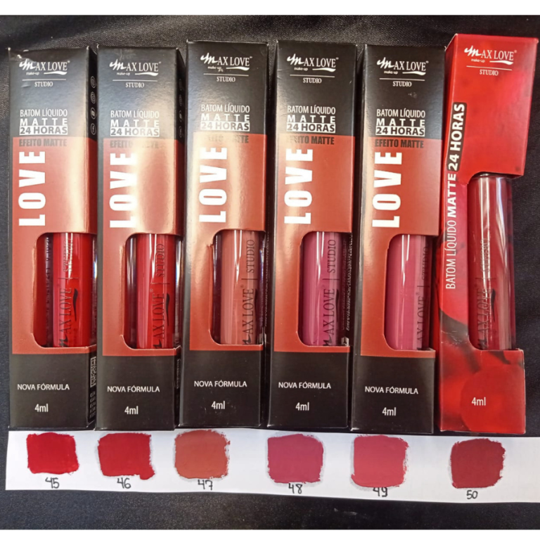 BATOM LÍQUIDO MATTE 24 HORAS 45 AO 50 MAX LOVE BOX COM 48 UN