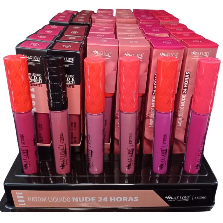 BATOM LÍQUIDO MATTE 24 HORAS NUDE 07 AO 12 MAX LOVE BOX COM 48 UN