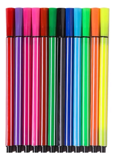 CANETAS FINE LINE KIT COM 12 MULTICOR PONTA FINA 0,4 MM