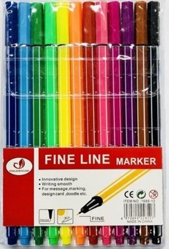 CANETAS FINE LINE KIT COM 12 MULTICOR PONTA FINA 0,4 MM