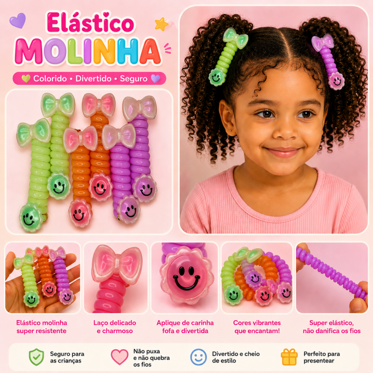 ELÁSTICO MOLINHA GRANDE LACINHO COLORIDA PARA CABELO
