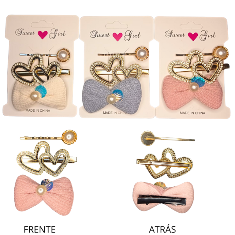 KIT COM 3 PEÇAS PRESILHA LAÇO PÉROLA TAMANHO:6CM