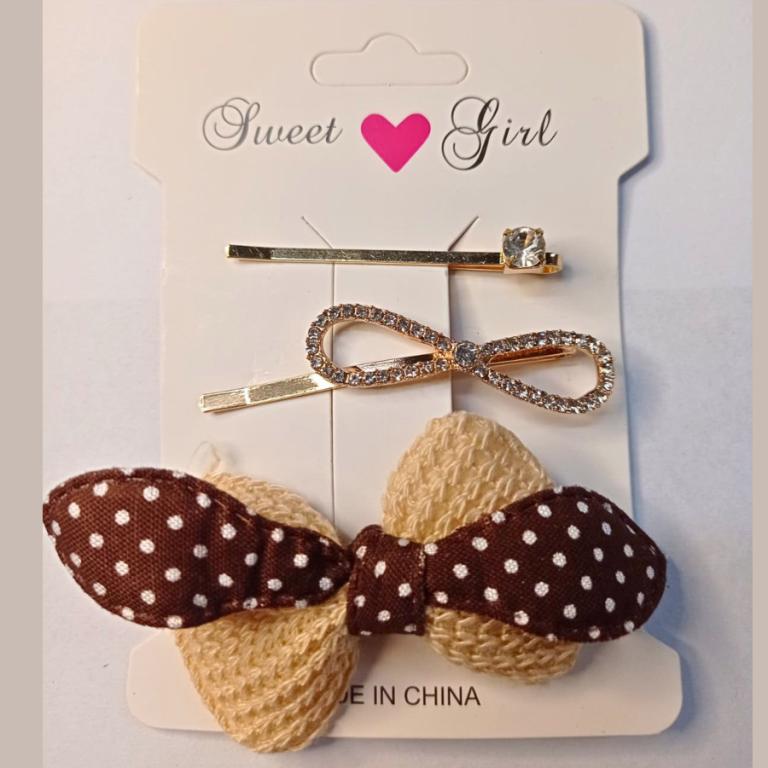 KIT COM 3 PEÇAS PRESILHA LAÇO FLOR TAMANHO:6 CM