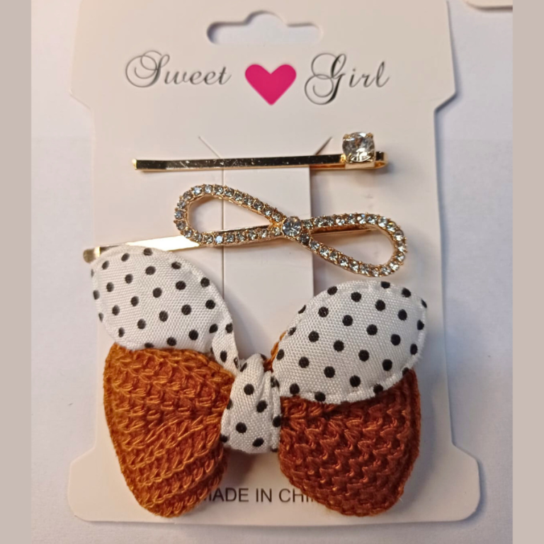 KIT COM 3 PEÇAS PRESILHA LAÇO FLOR TAMANHO:6 CM