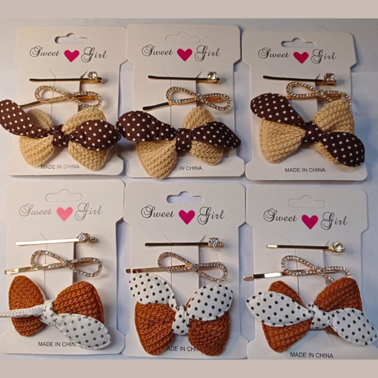 KIT COM 3 PEÇAS PRESILHA LAÇO FLOR TAMANHO:6 CM