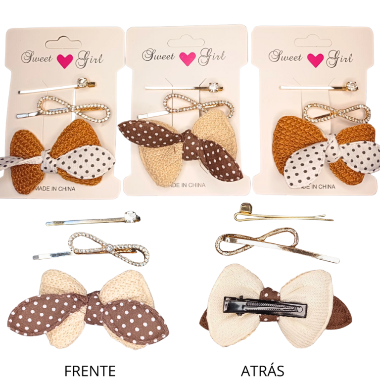 KIT COM 3 PEÇAS PRESILHA LAÇO FLOR TAMANHO:6 CM