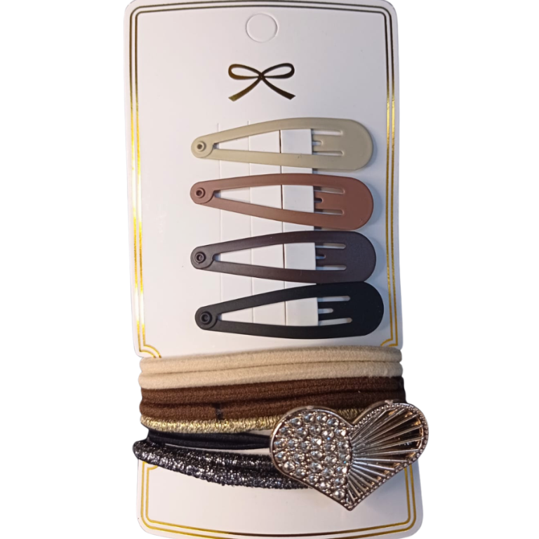 CARTELA TIC TAC E ELÁSTICO CABELO CORAÇÃO 12 PEÇAS