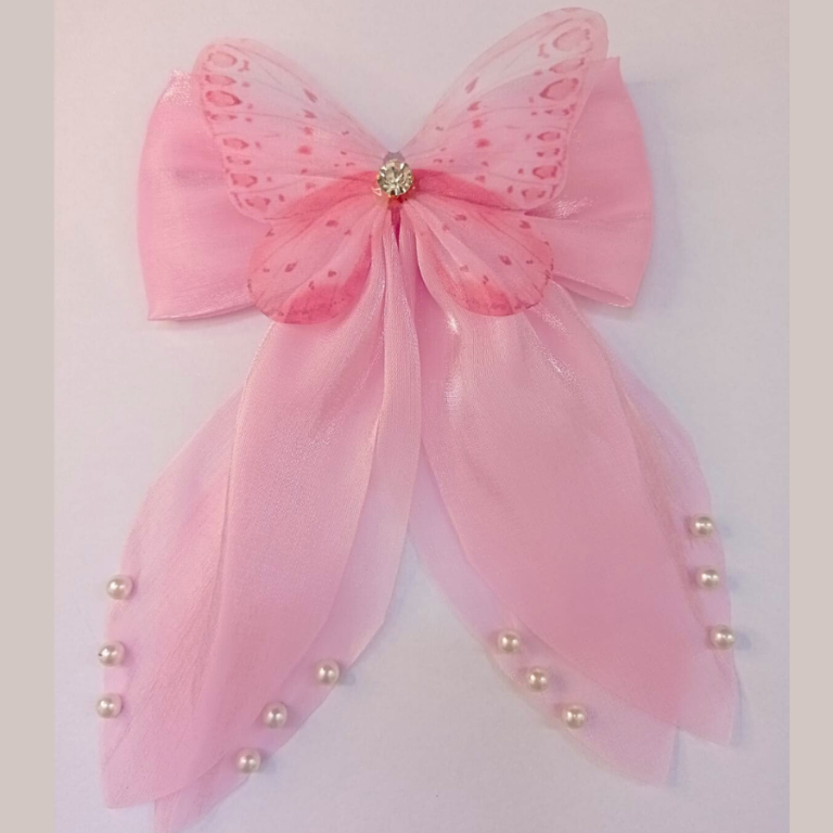 LAÇO GRANDE PRESILHA BORBOLETA PÉROLA 16 X 12 CM