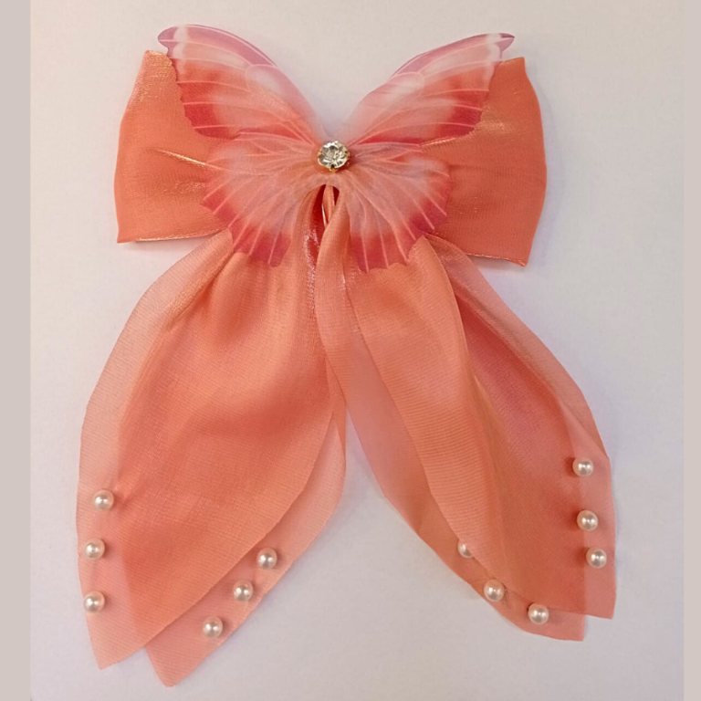 LAÇO GRANDE PRESILHA BORBOLETA PÉROLA 16 X 12 CM