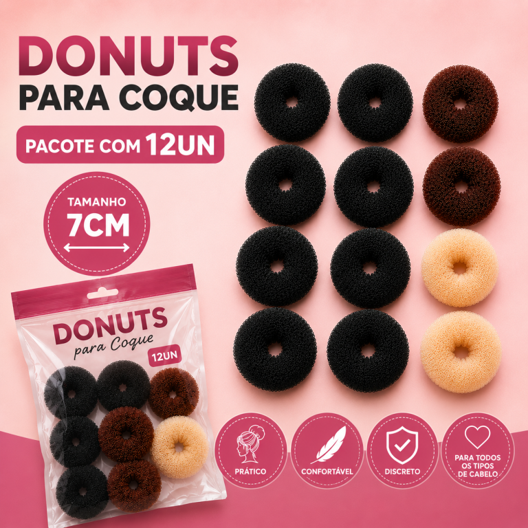 PACOTE COM 12 ESPONJAS DONUTS PARA COQUE 7 CM