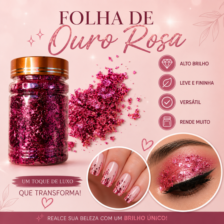 ENFEITE FOLHAS DE OURO ROSA POTE GRANDE 10CM