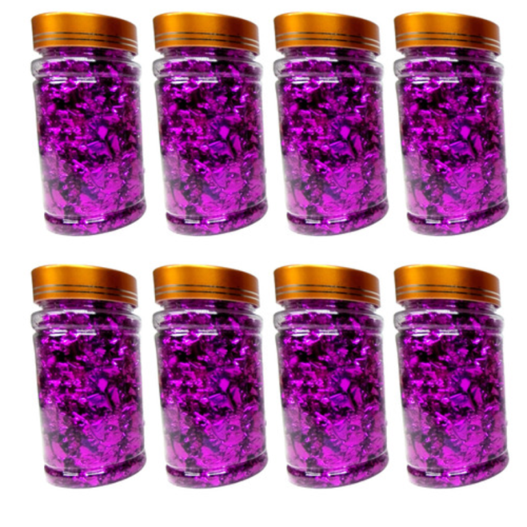 ENFEITE FOLHAS DE OURO ROSA POTE GRANDE 10CM