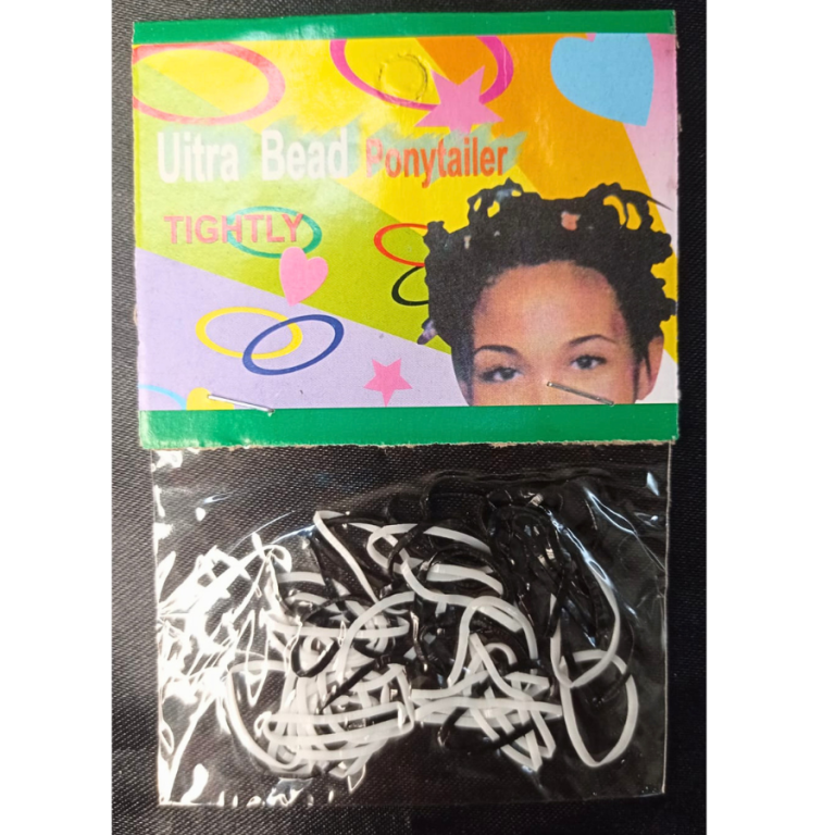 PACOTE ELÁSTICO UITRA BEAD PRETO COM BRANCO COM 12 KITS