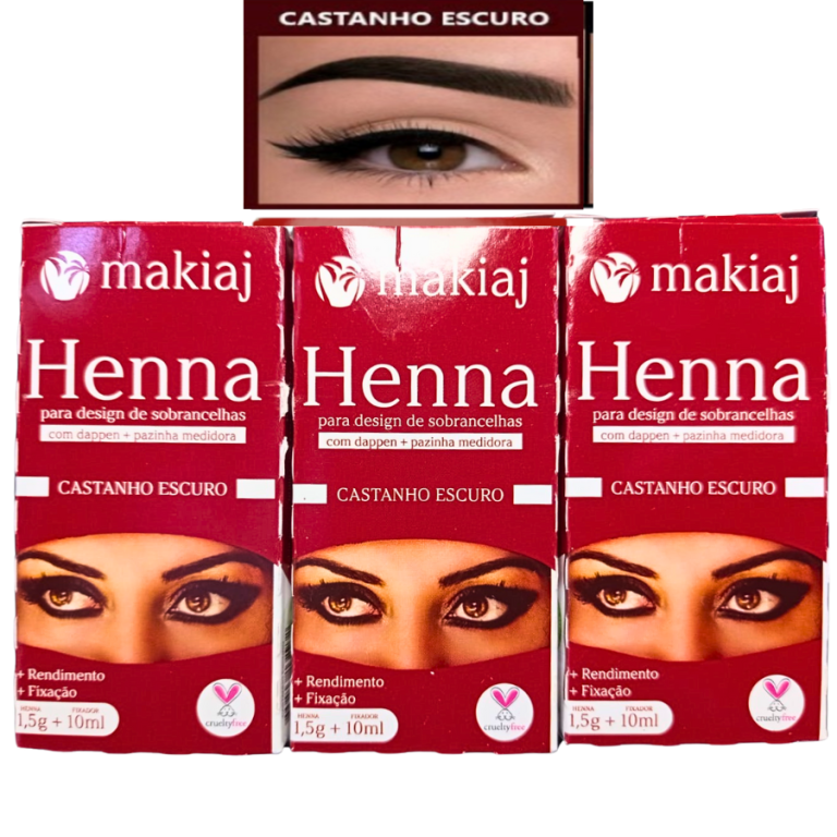 HENNA PARA SOBRANCELHA PROFISSIONAL CASTANHO ESCURO MAKIAJ