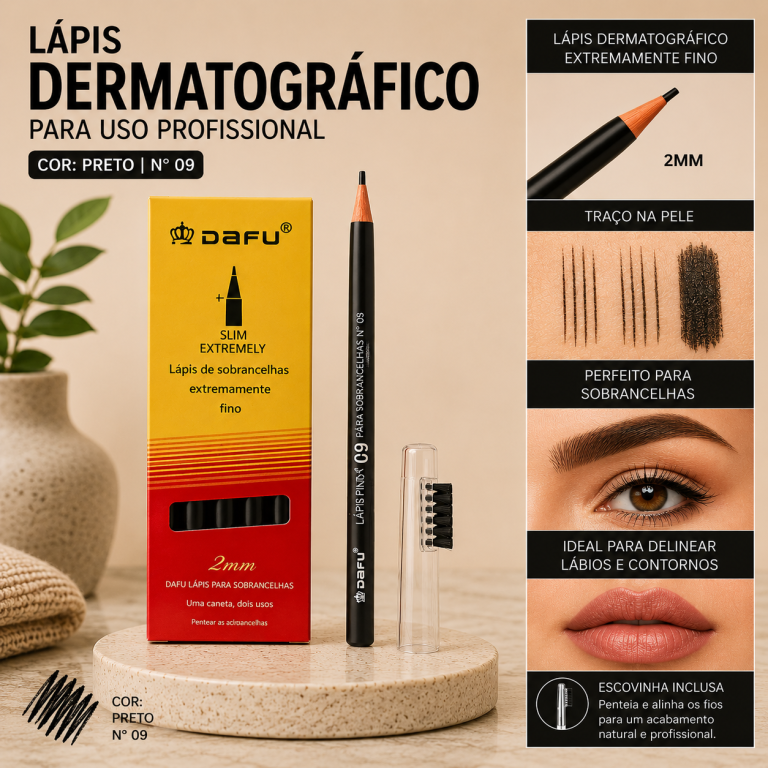 LÁPIS DERMATOGRÁFICO EXTREMAMENTE FINO 2MM PRETO DAFU