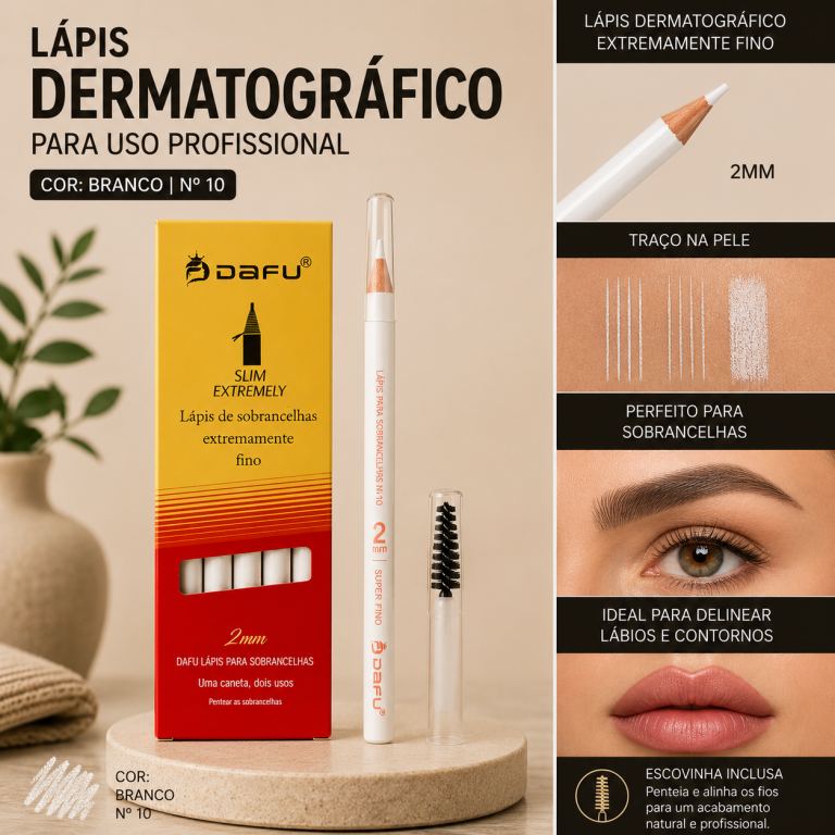 LÁPIS DERMATOGRÁFICO EXTREMAMENTE FINO 2MM BRANCO DAFU