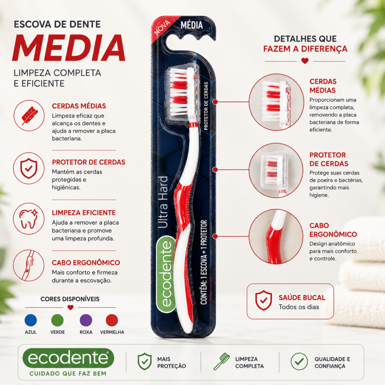 ESCOVA DE DENTE ECODENTE MÉDIA