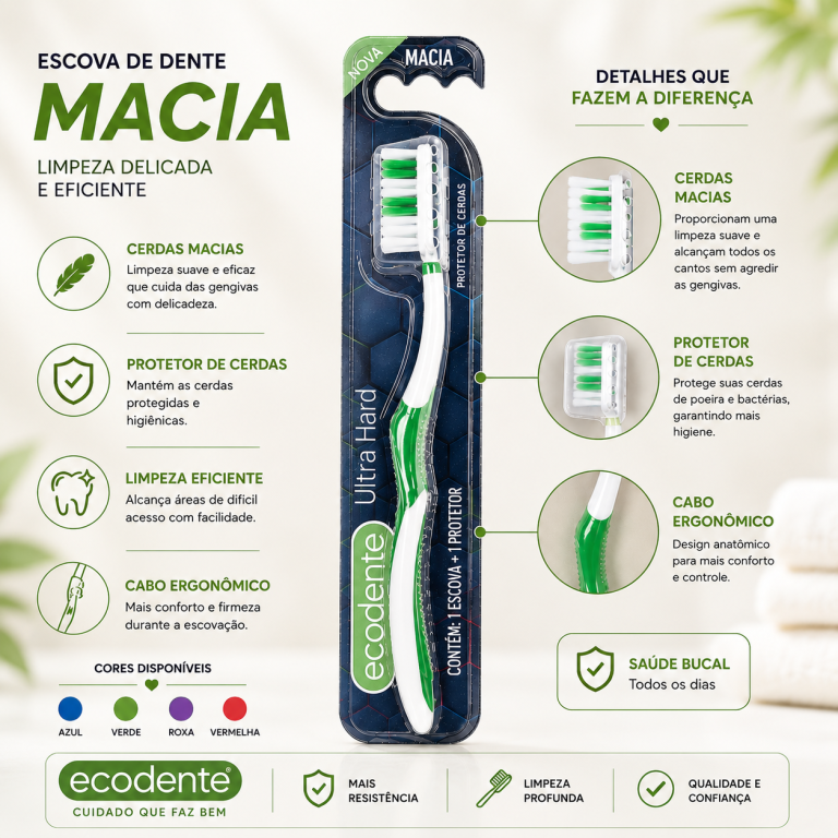 ESCOVA DE DENTE ECODENTE MACIA