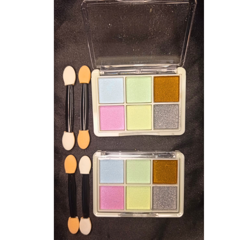 KIT PÓ CROMADO BORBOLETA COMPACTO COM 6 CORES MAIS 2 PINCÉIS