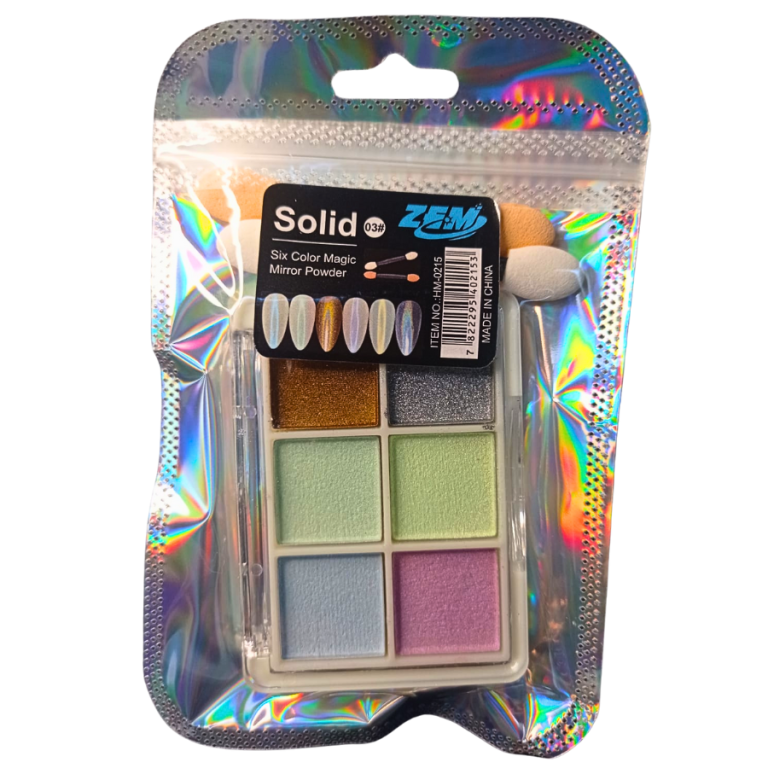 KIT PÓ CROMADO BORBOLETA COMPACTO COM 6 CORES MAIS 2 PINCÉIS