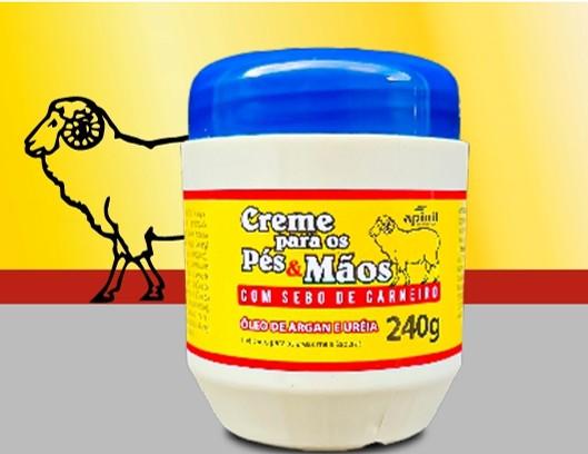 CREME PARA PÉS E MÃOS COM SEBO DE CARNEIRO POTE APINIL 240G
