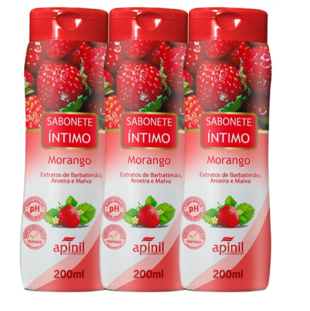SABONETE ÍNTIMO DE MORANGO APINIL 200 ML