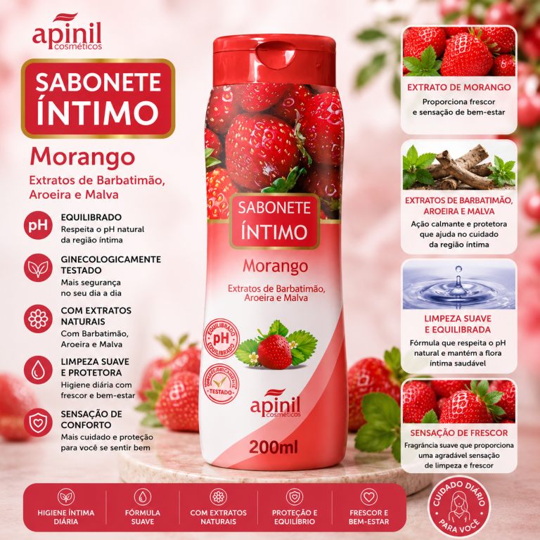 SABONETE ÍNTIMO DE MORANGO APINIL 200 ML