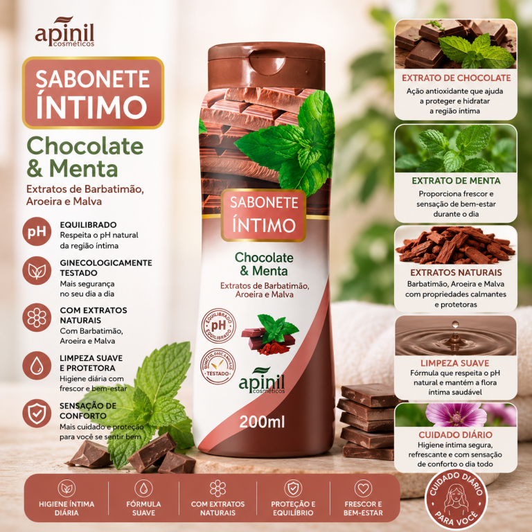 SABONETE ÍNTIMO CHOCOLATE COM MENTA APINIL 200 ML