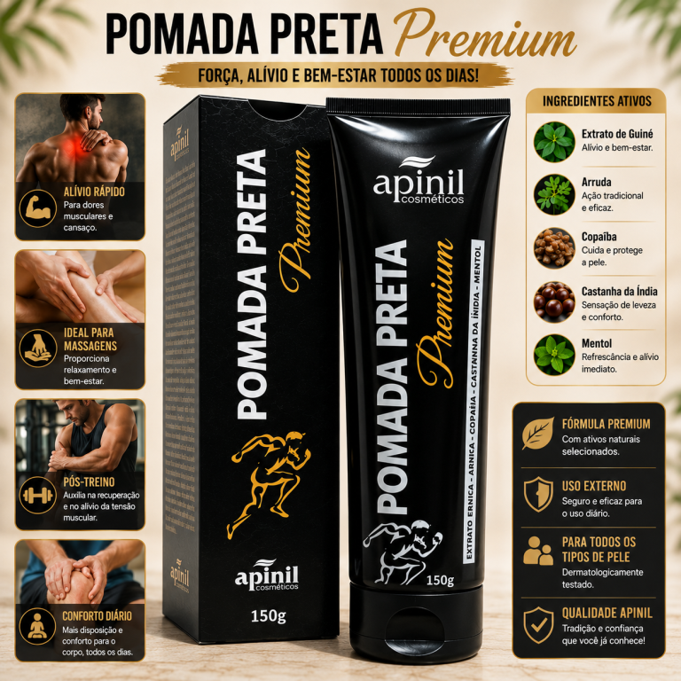 POMADA PRETA PREMIUM BISNAGA APINIL 150G